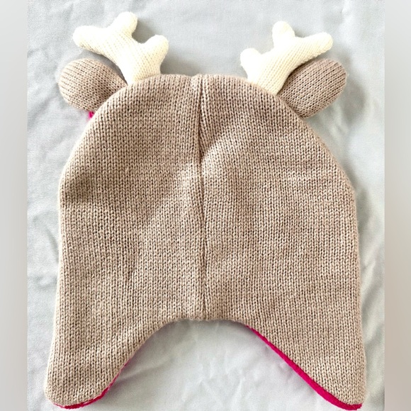 Koala Kids 18-24M Winter Hat & Mittens Set – Tan Reindeer/Deer Knit Fleece Lined - Picture 3 of 7